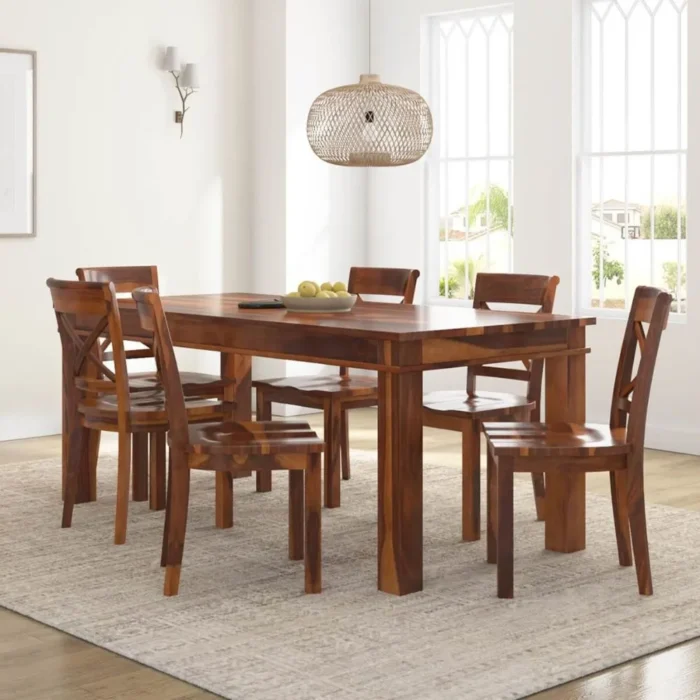 1-16 (1) PRITI : Antipolo Rustic Solid Wood Dining Table Chair Set - Image 1