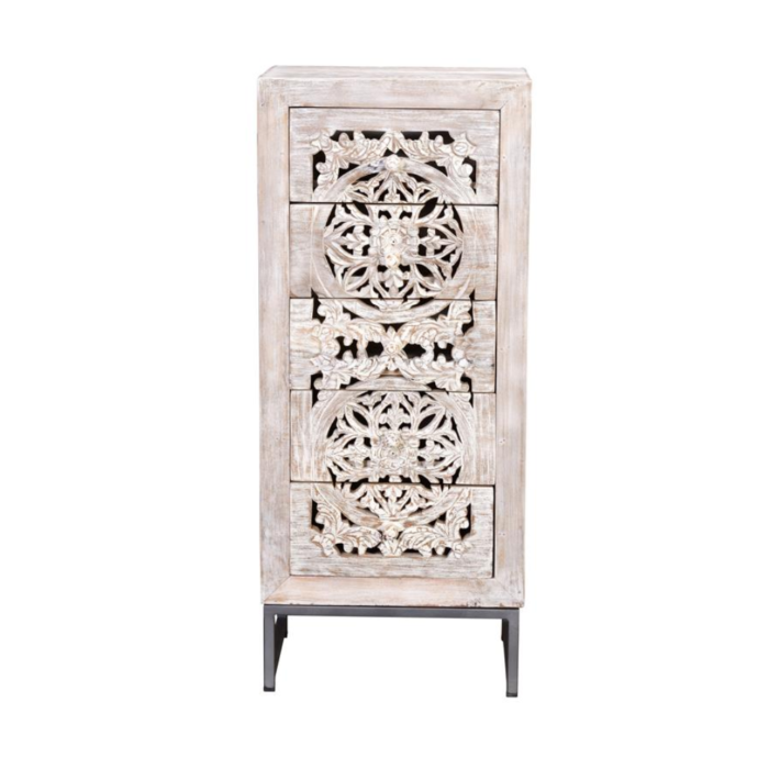 Accra Hand-Carved Wooden Chest of Drawers - Image 2