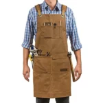 PRITI – Luxury Waxed Canvas Shop Apron | Heavy Duty Work Apron for Men & Women with Pocket & Cross-Back Straps - Image 2
