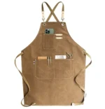 Carrotez Chef Apron, Cotton Canvas Cross Back Adjustable Apron with Pockets for Women and Men,  Adjustable Size S to L – Cappuccino Brown