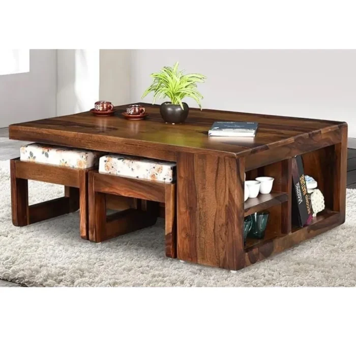 1-336 Strasbourg Solid Wood 4 Stool Center Table