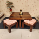 Milton Wooden 4 Stool Center Table - Image 2