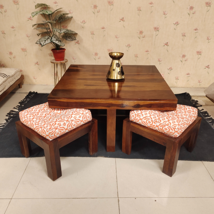 1-47 Milton Wooden 4 Stool Center Table