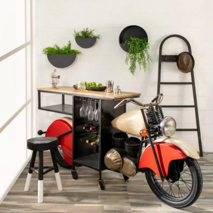 Motorcycle Wine Rack Reclaimed Wooden Furniture | Bar Furniture - Image 1