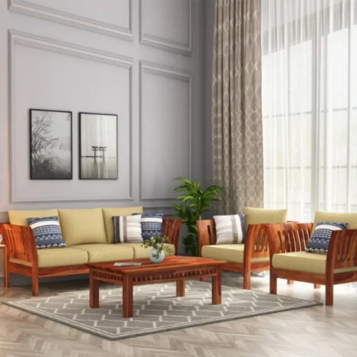 Priti : Annecy Wooden Sofa Set - Image 2