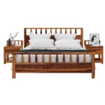 Priti : Rustic Solid Wood King Size Platform Bed - Image 2