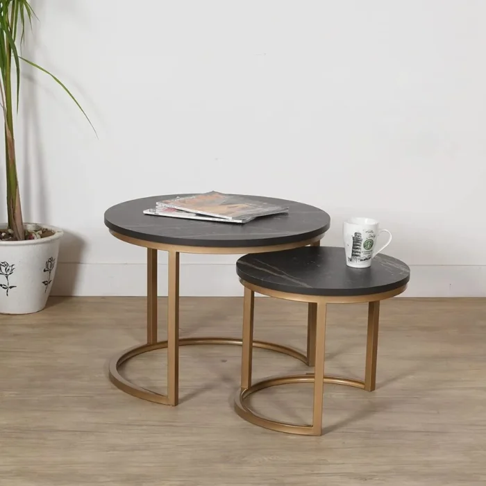 York Nested Coffee Table With Black Top - Image 4