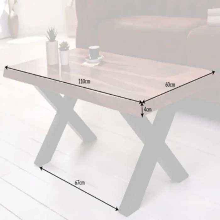 Dorothy Wooden Coffee Table With Cross Legs - Image 9