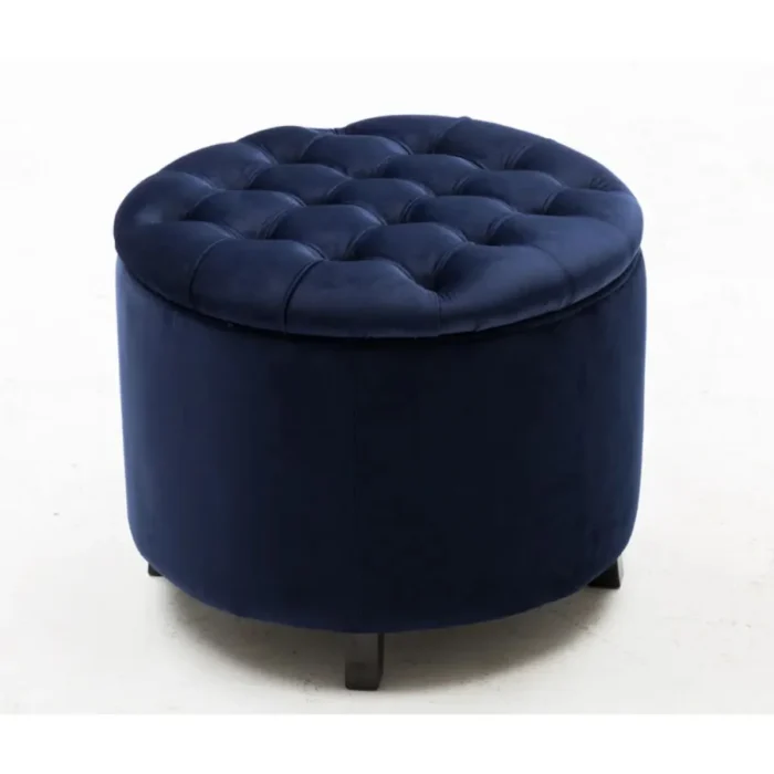 20” Wide Velvet Tufted Round Storage Poufs with Storage - Image 8
