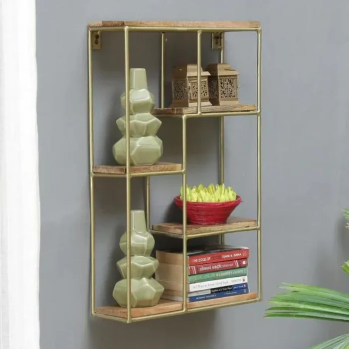 Solid Wood Vertical Storage Wooden Wall Shelf - Image 1