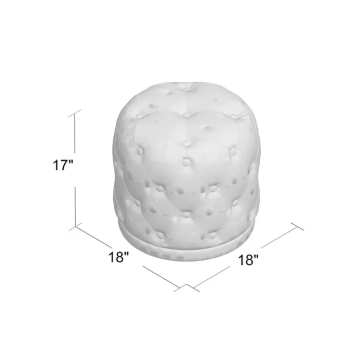 18” Wide Tufted Velvet Round Pouf With Storage | Storage Pouf - Image 4