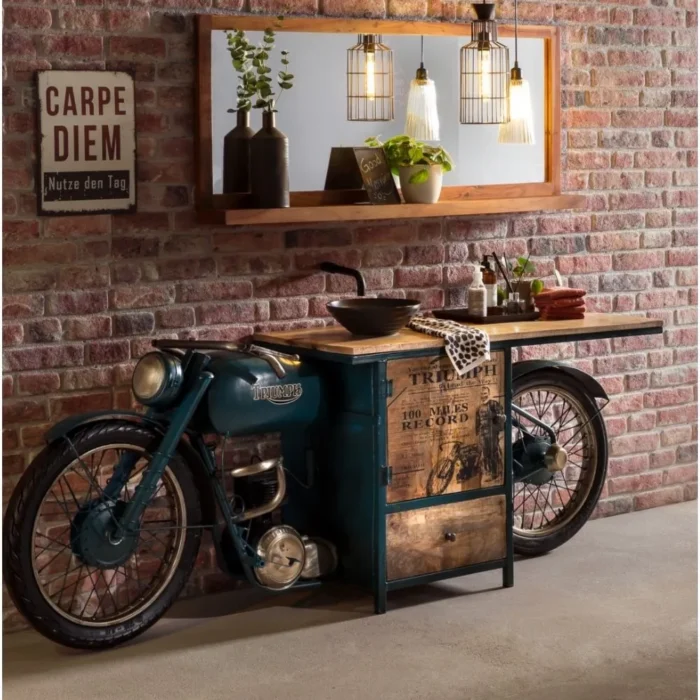 16 Antique Wooden Furniture | Triumph Bike vanity - Image 1