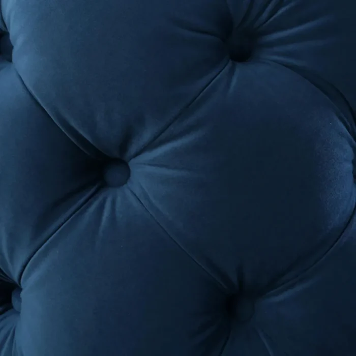 Marianna Modern Navy Velvet Round Pouf Set Of 2 - Image 3