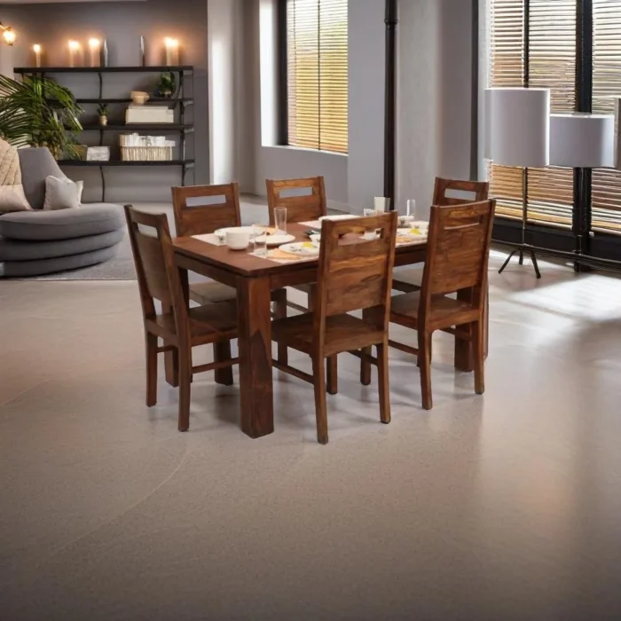 1_20240130_162837900 PRITI : Solid Wood Dining Table Set With 6 Chairs In Natural Finish - Image 1