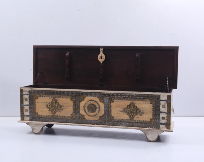 Priti Brown and Cream Embellished Trunk - Image 3