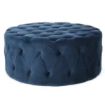 40” Wide Velvet Tufted Round Cocktail Poufs - Image 3