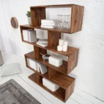 SOLID SHEESHAM WOOD BOOKSHELF IN STONE FINISH BOOKCASE |  WOOD SHELVING - Image 8