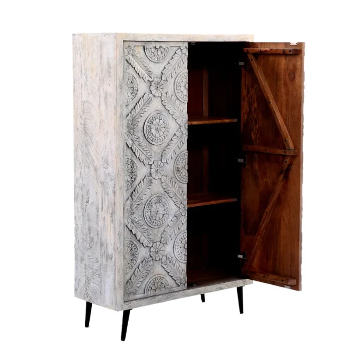 Rico Grey Wash Carved Cabinet - Image 2
