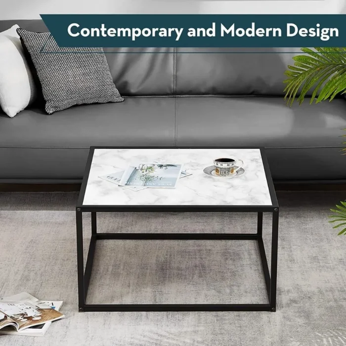 Stoke Marble Finish Square Coffee Table - Image 3