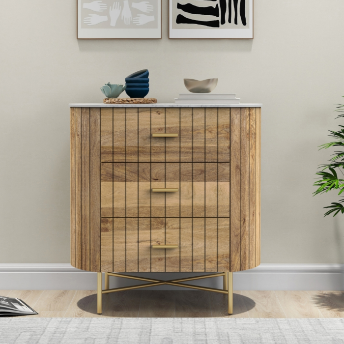 2-3 Piano 3 Drawer Natural Chest Of Drawer