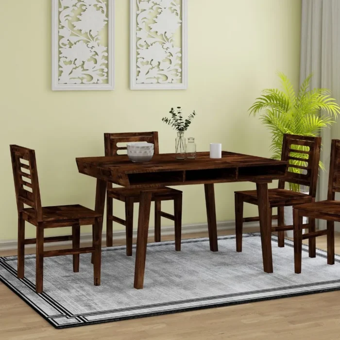 Nantes Solid Dark Walnut Wood 4 Seater Dining Table - Image 1