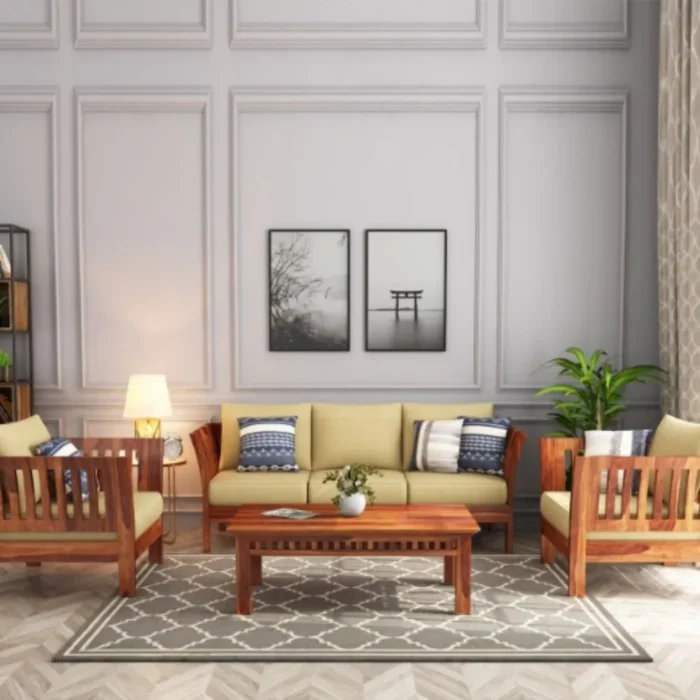 Priti : Annecy Wooden Sofa Set - Image 1