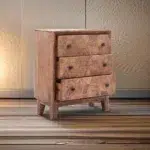 Abuja Walnut Wash Carved 3 Drawer Chest