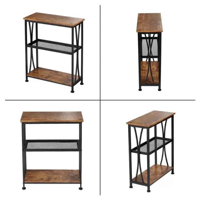 Industrial Rustic 3-Tier Storage Side Table - Image 5