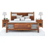 Priti : San Francisco Iron Grill Fitted Rustic Solid Wood Platform Bed Frame - Image 4
