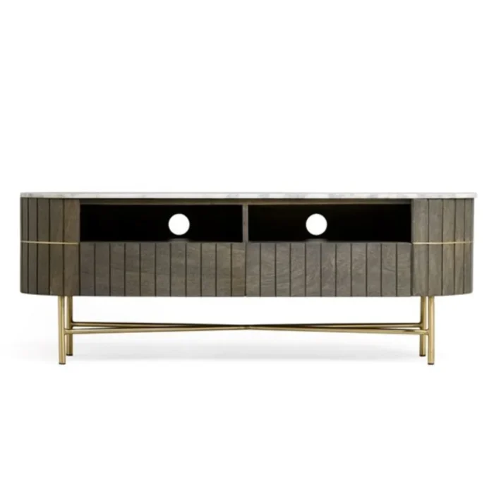 Piano Solid Wood Marble TV Cabinet - Image 2