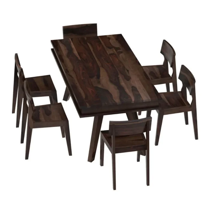 PRITI : Pasig Modern Rustic Solid Wood Dining Table and 6 Chair Set - Image 4