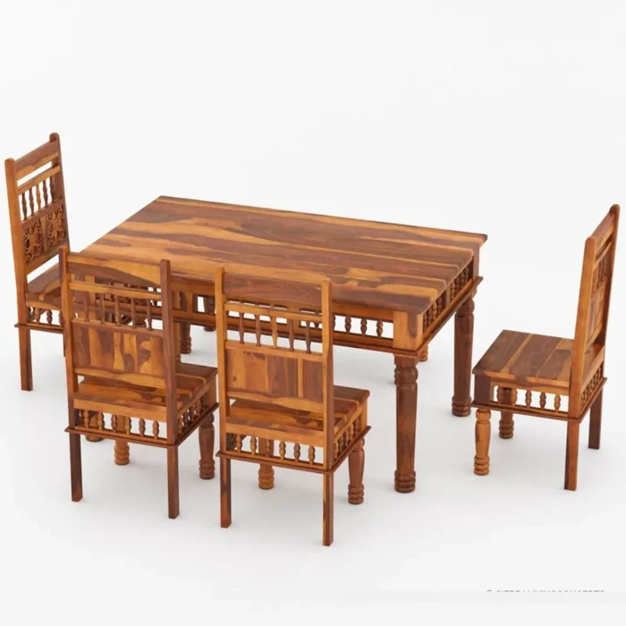PRITI : Haines Rustic Solid Wood Dining Table Chair Bench Set - Image 3