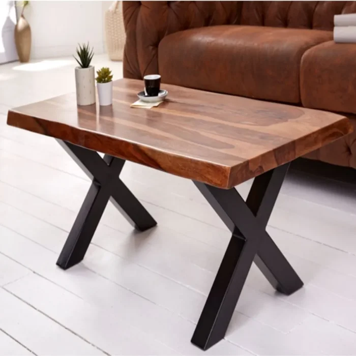 Dorothy Wooden Coffee Table With Cross Legs - Image 3