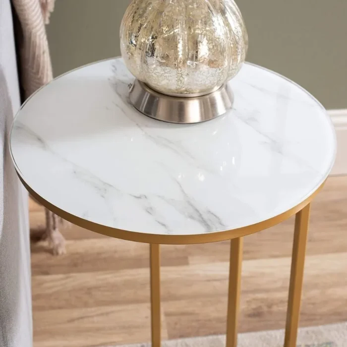 Contemporary Marble Finish Side Table - Image 3