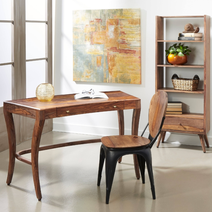 PRITI : Curved Sheesham The Vintage Vanity Office Table - Image 1