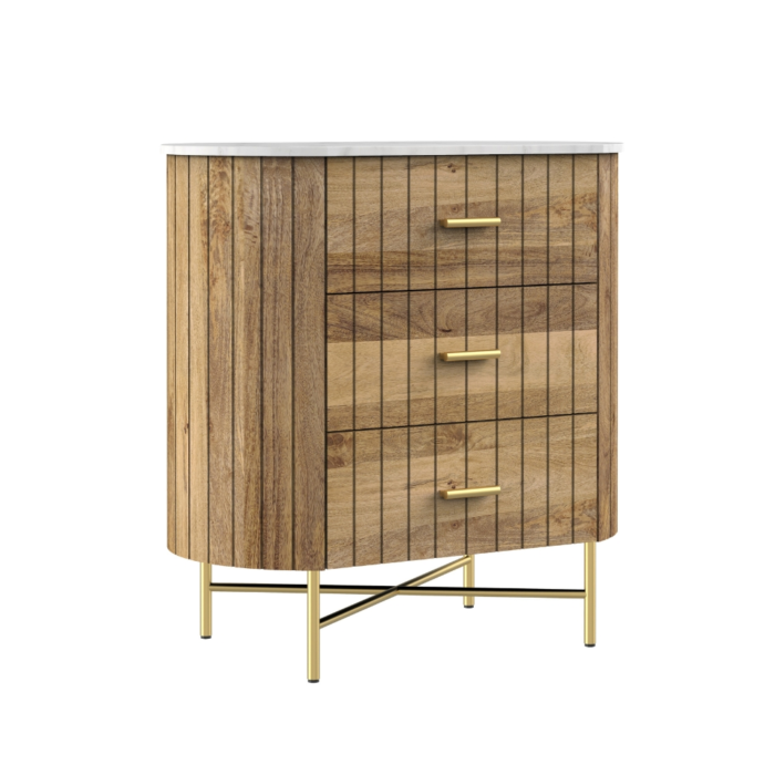 Piano 3 Drawer Natural Chest Of Drawer - Image 3