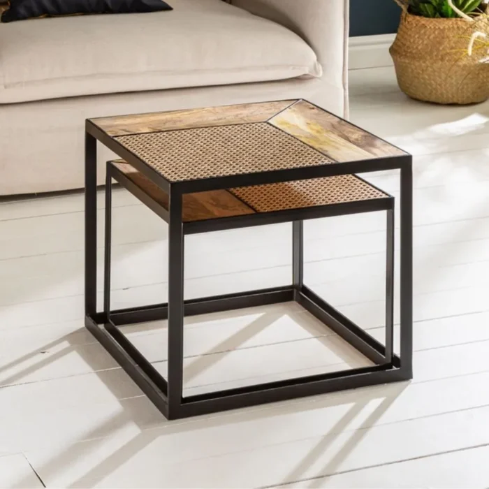 3-32 Hereford Solid Wood Cane Nested Table