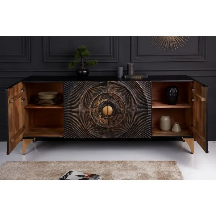 Golden Sunset 4 Door Wooden Sideboard - Image 2