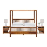 Priti : Madison Rustic Solid Wood Platform Canopy Bed - Image 3