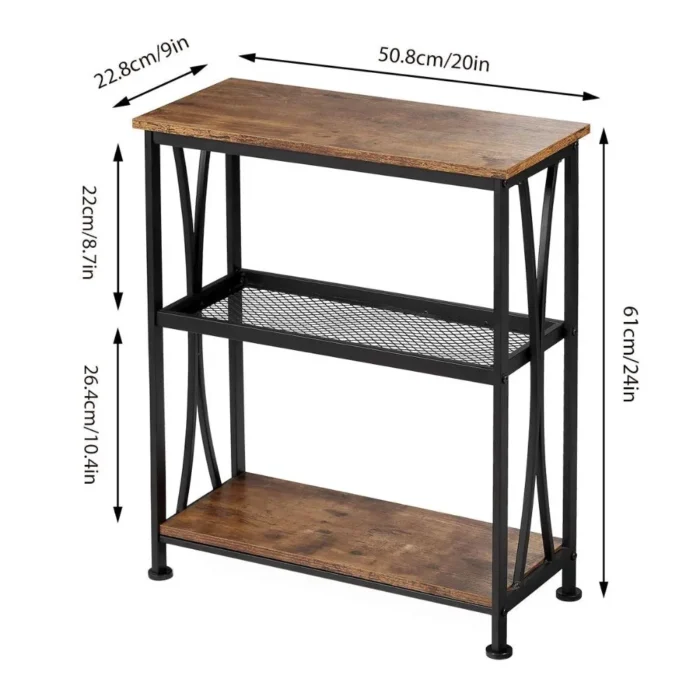 Industrial Rustic 3-Tier Storage Side Table - Image 6