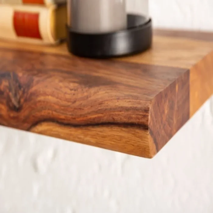 Massive Sheesham Wall Shelf Unit With Tree Edge - Image 10