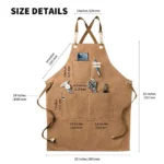 Carrotez Chef Apron, Cotton Canvas Cross Back Adjustable Apron with Pockets for Women and Men,  Adjustable Size S to L – Cappuccino Brown - Image 3