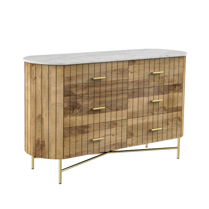 Piano Natural 6 Drawer Chest Of Drawer - Image 4