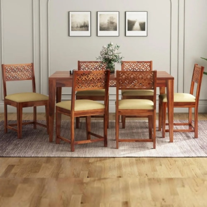 PRITI : Chamonix 6 Seater Cushioned Dining Table Set - Image 1