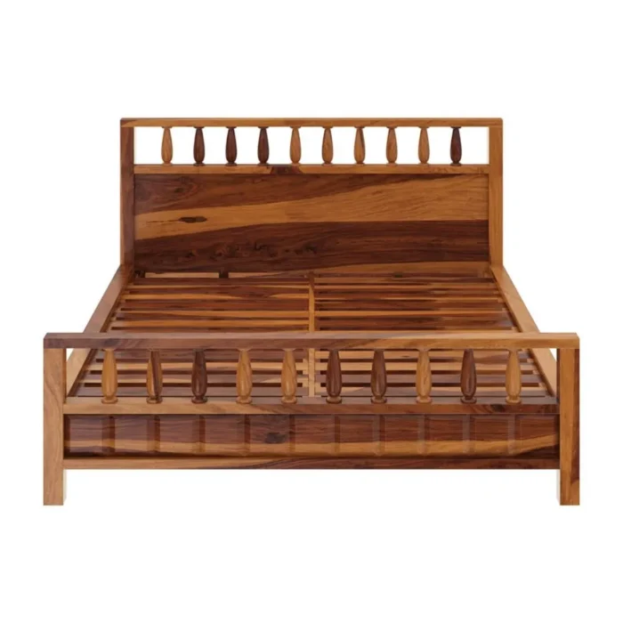 Priti : Rustic Solid Wood King Size Platform Bed - Image 5