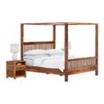 Priti : Madison Rustic Solid Wood Platform Canopy Bed - Image 4