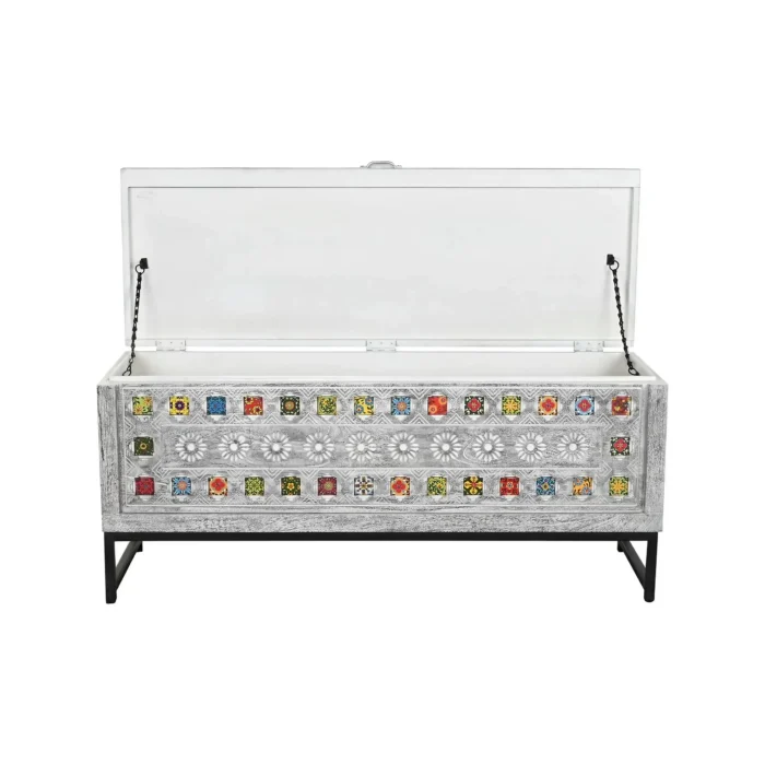 Priti Chest Ceramic Grey White Mango Wood (116 X 40 X 50 Cm) - Image 3
