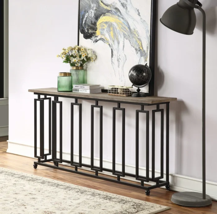 Nicola Geometric Iron Console Table