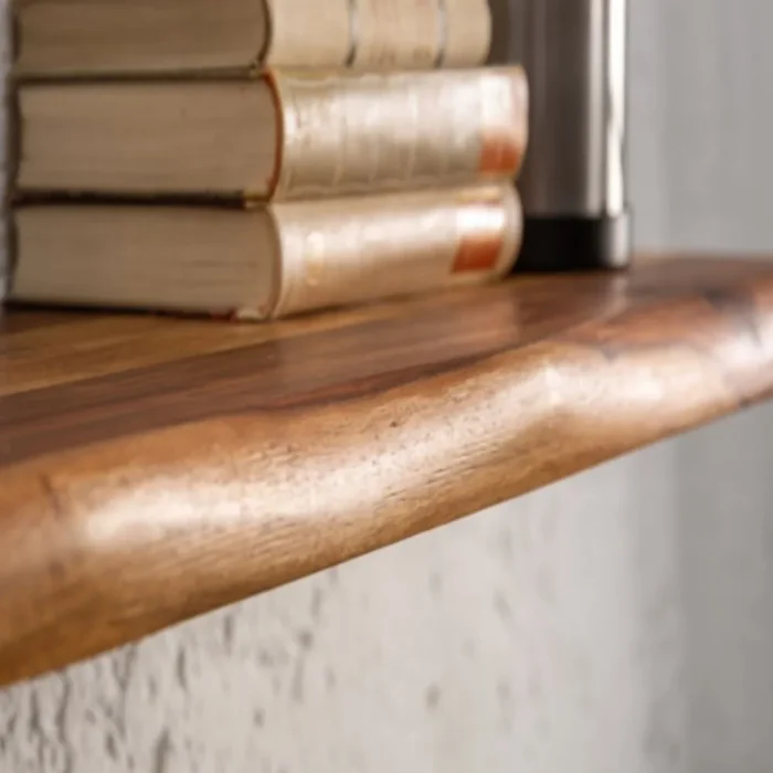 Massive Sheesham Wall Shelf Unit With Tree Edge - Image 9