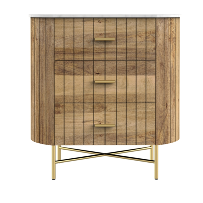 Piano 3 Drawer Natural Chest Of Drawer - Image 4